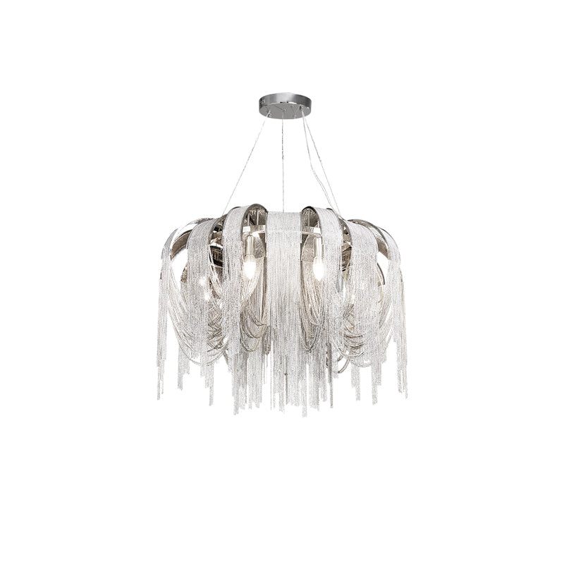 Lustra Chandelier Layered Chain Nickel Luxury - Letslighting