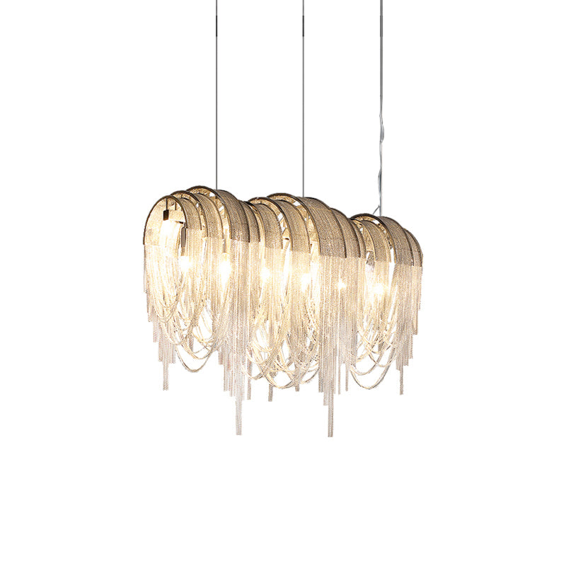Lustra Chandelier Layered Chain Nickel Luxury - Letslighting