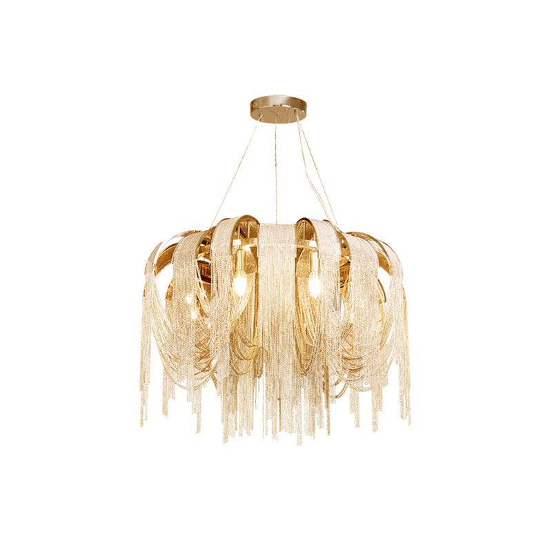 Lustra Chandelier Layered Chain Nickel Luxury - Letslighting