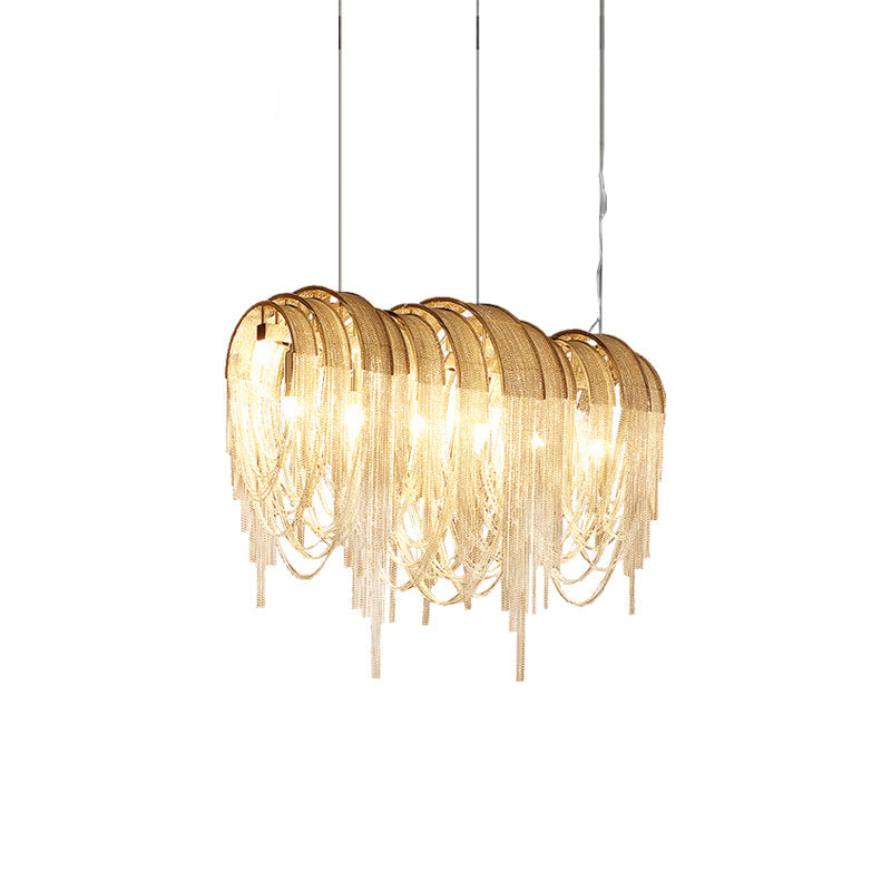 Lustra Chandelier Layered Chain Nickel Luxury - Letslighting
