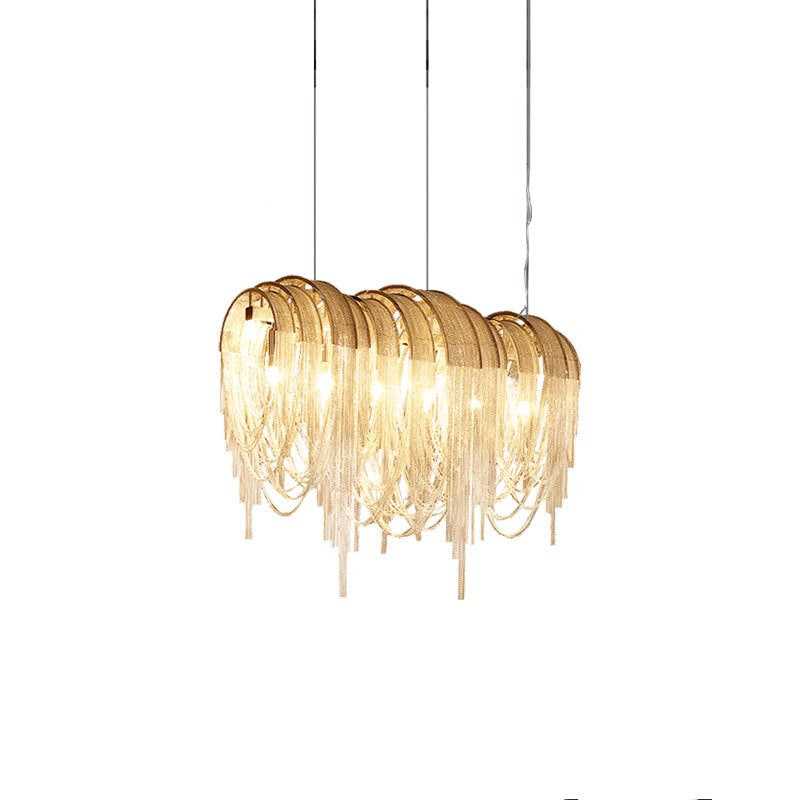 Lustra Chandelier Layered Chain Nickel Luxury - Letslighting