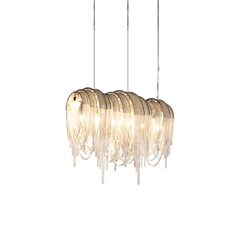 Lustra Chandelier Layered Chain Nickel Luxury - Letslighting