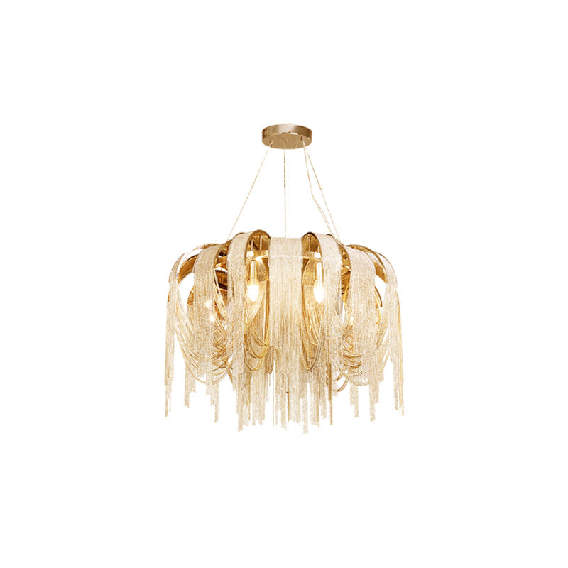 Lustra Chandelier Layered Chain Nickel Luxury - Letslighting