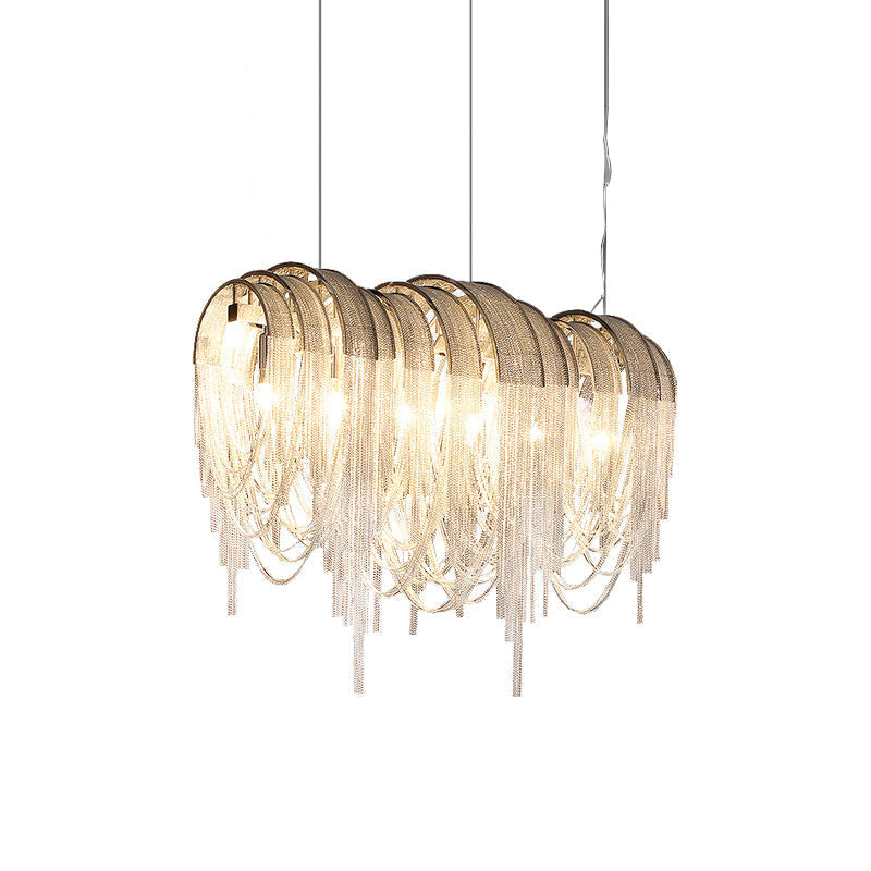 Lustra Chandelier Layered Chain Nickel Luxury - Letslighting