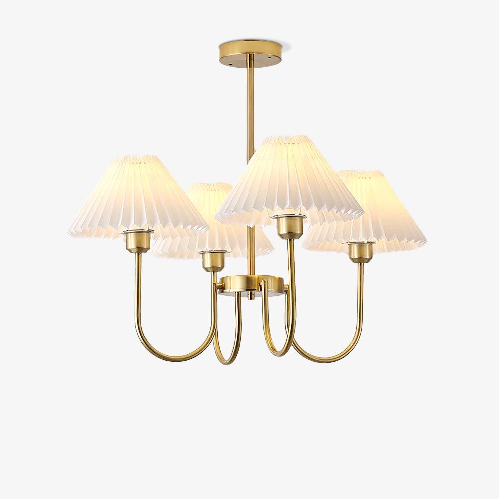 Lustra Chandelier Lenore Brass Pleated Shade - Letslighting