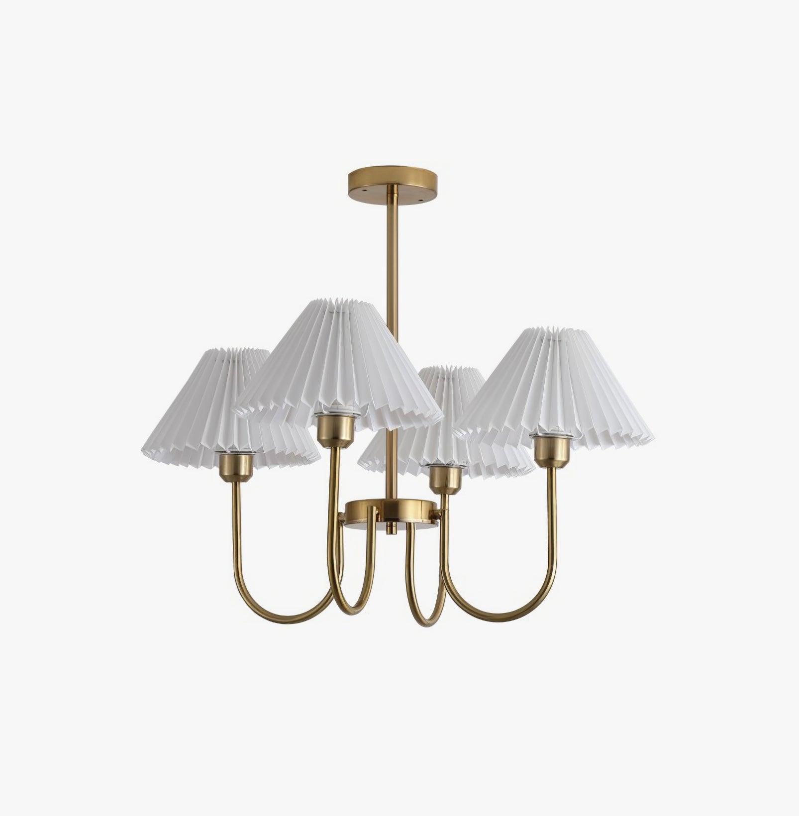 Lustra Chandelier Lenore Brass Pleated Shade - Letslighting