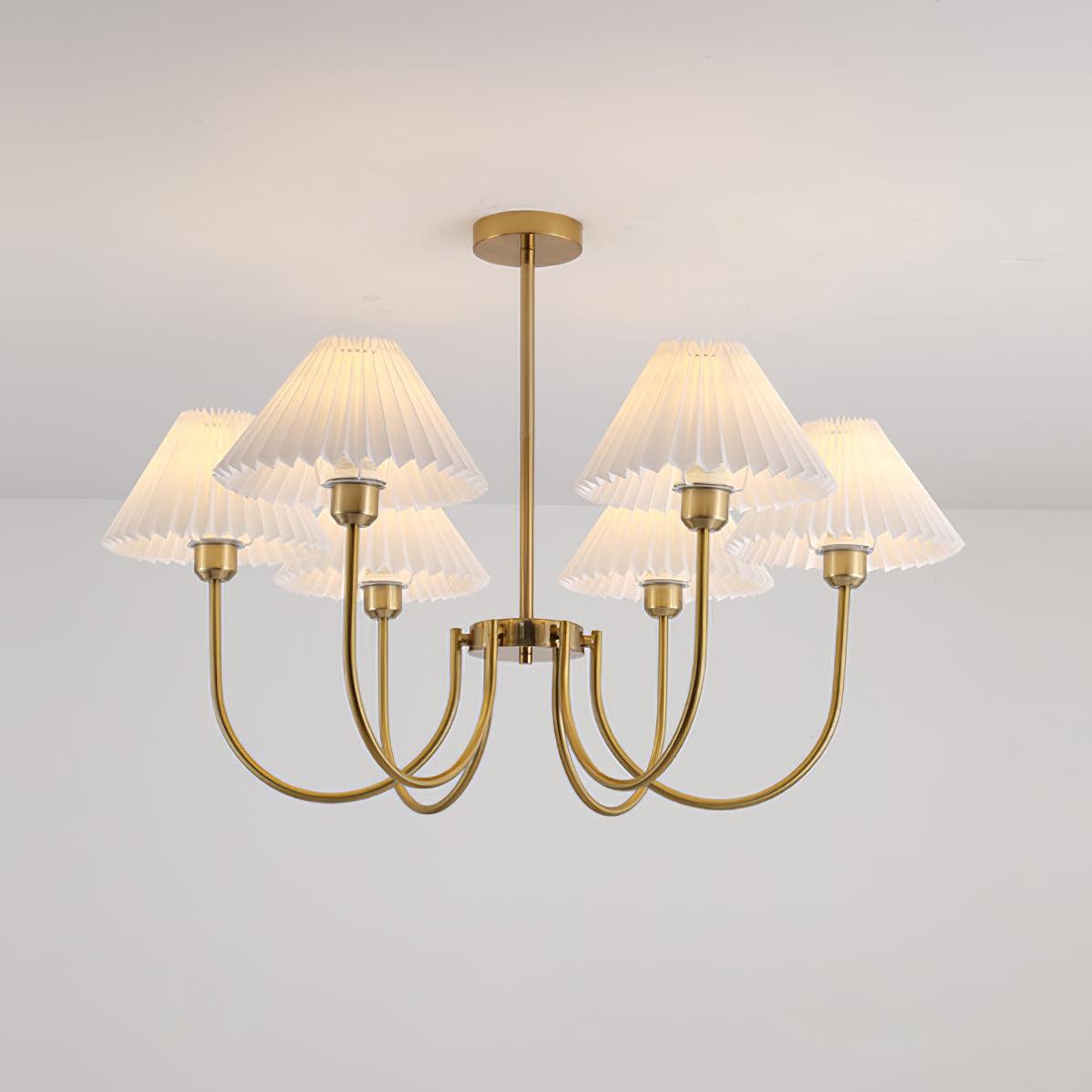 Lustra Chandelier Lenore Brass Pleated Shade - Letslighting