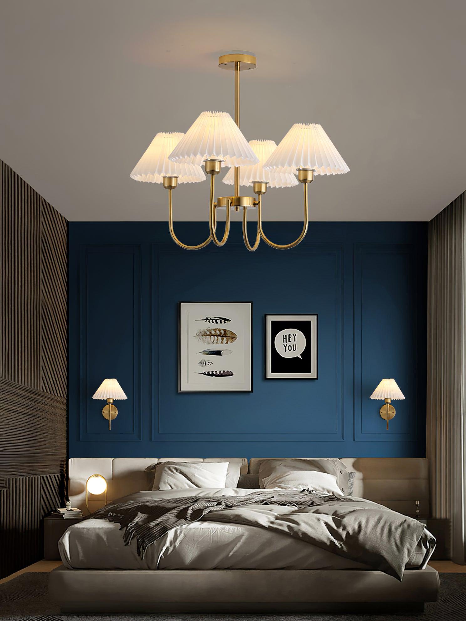 Lustra Chandelier Lenore Brass Pleated Shade - Letslighting
