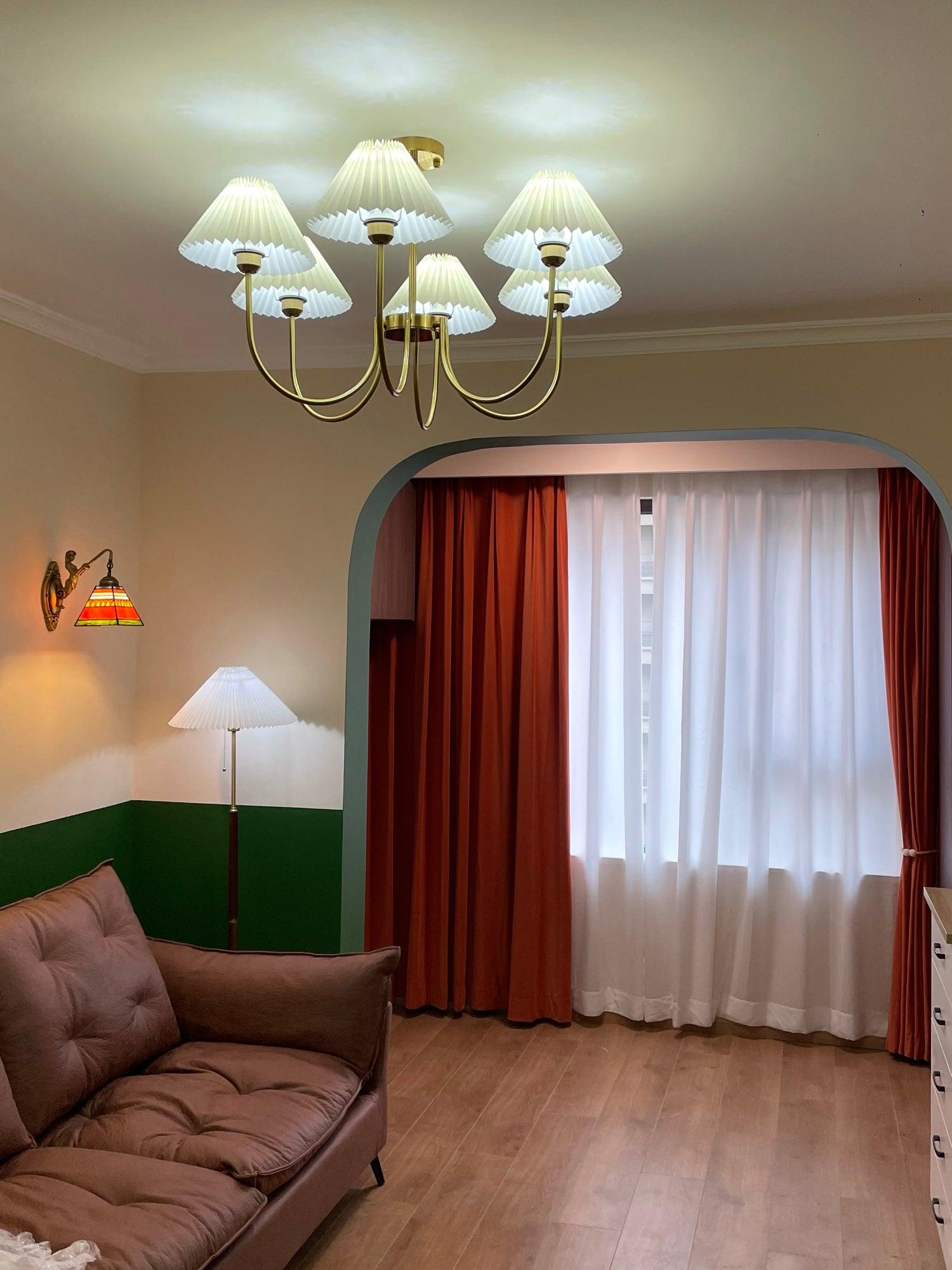 Lustra Chandelier Lenore Brass Pleated Shade - Letslighting