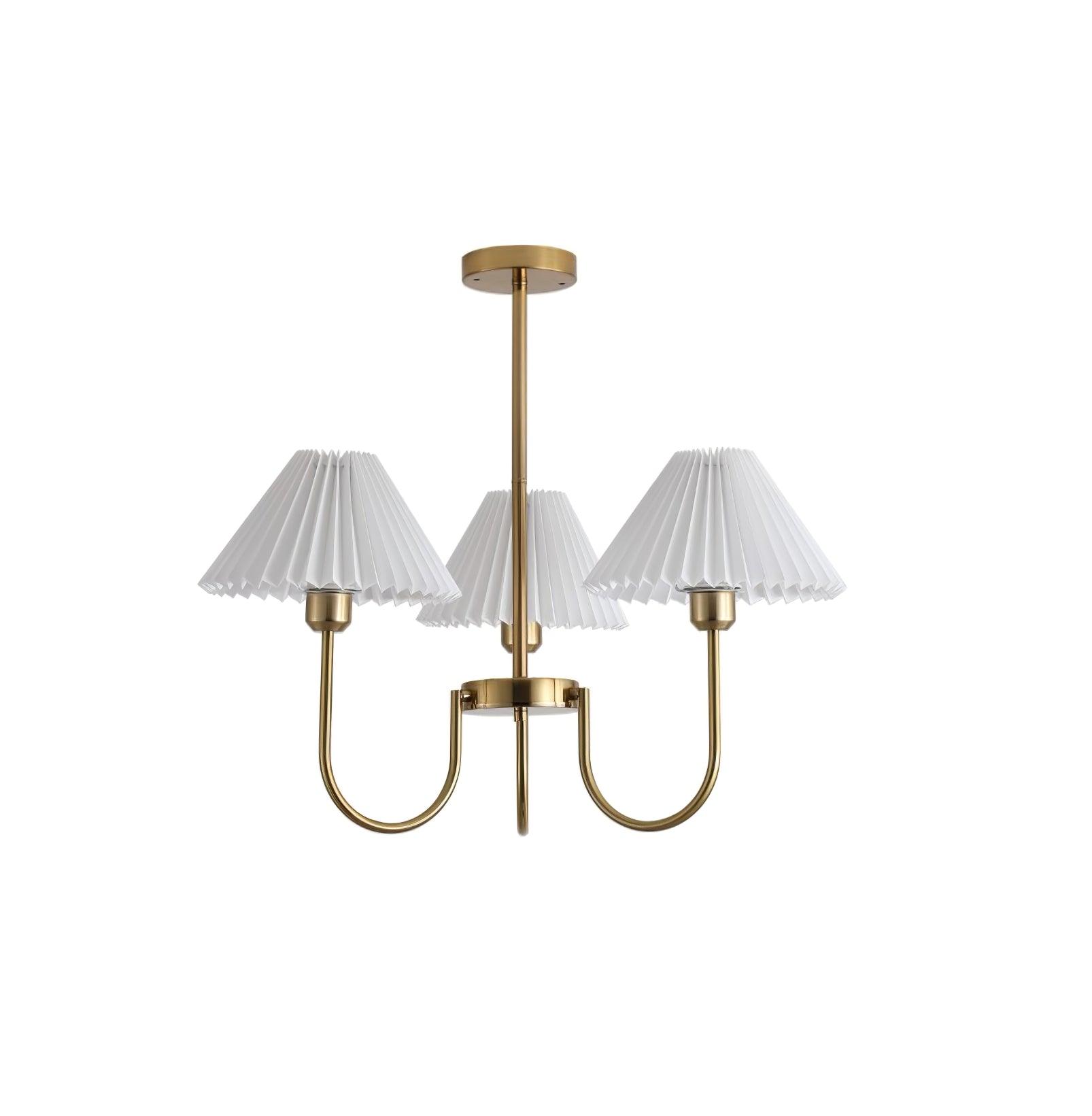 Lustra Chandelier Lenore Brass Pleated Shade - Letslighting