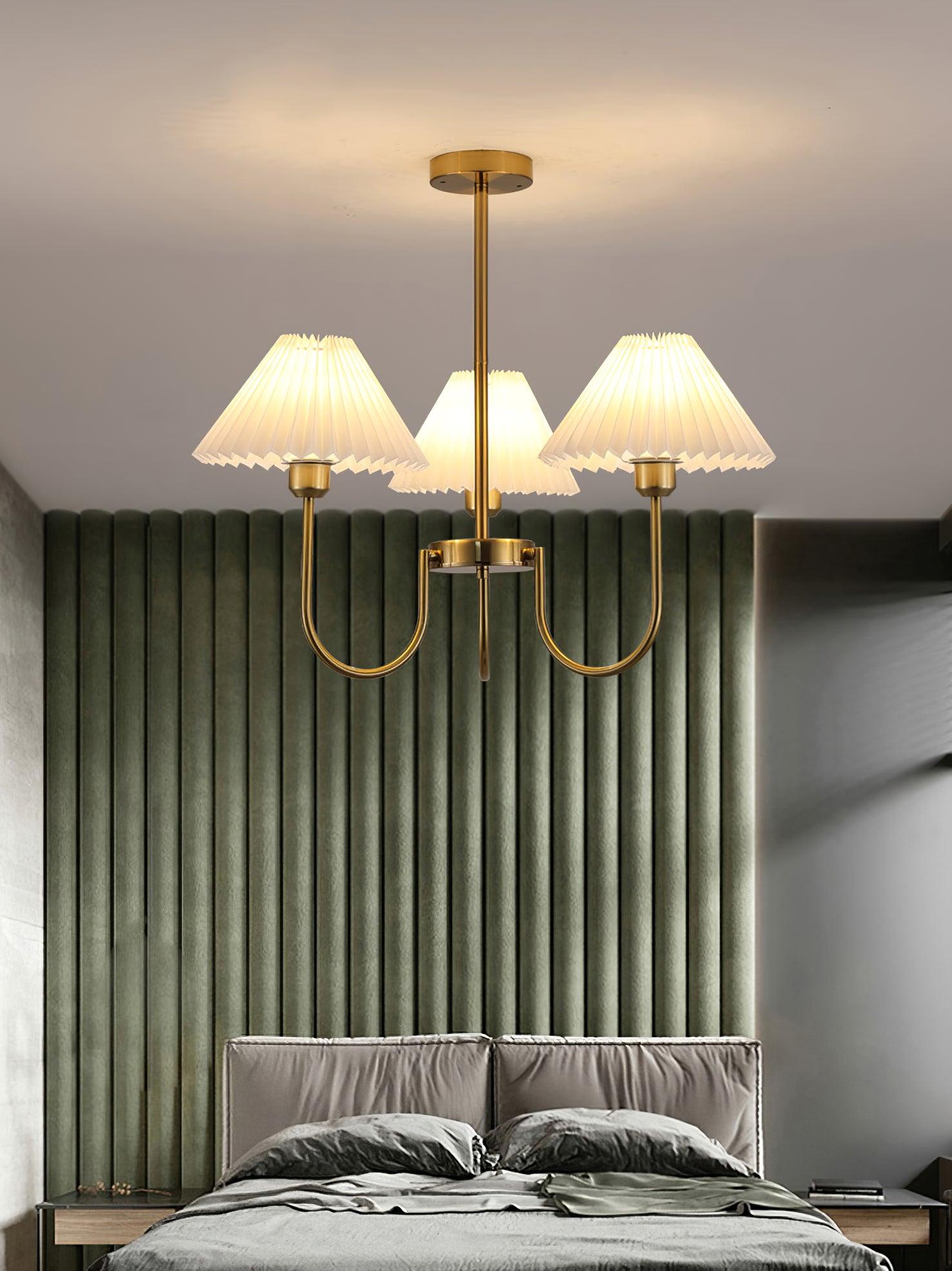 Lustra Chandelier Lenore Brass Pleated Shade - Letslighting