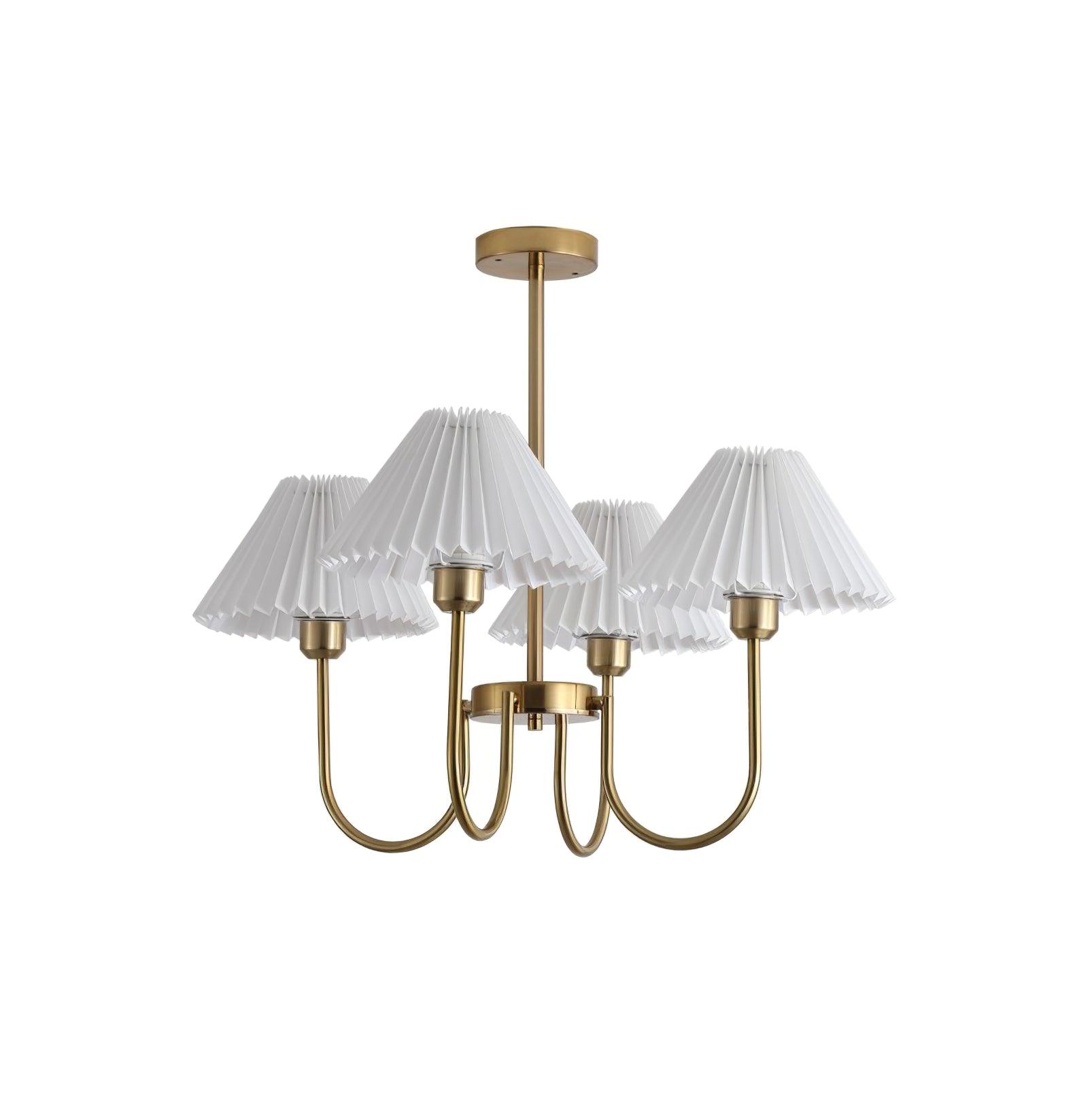Lustra Chandelier Lenore Brass Pleated Shade - Letslighting