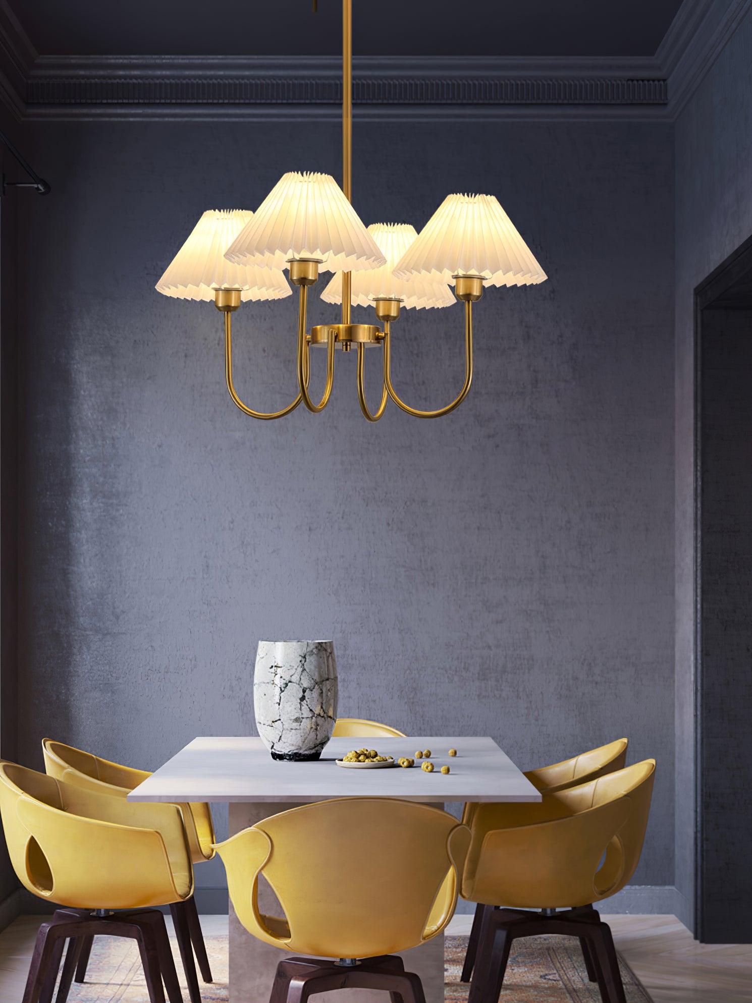 Lustra Chandelier Lenore Brass Pleated Shade - Letslighting