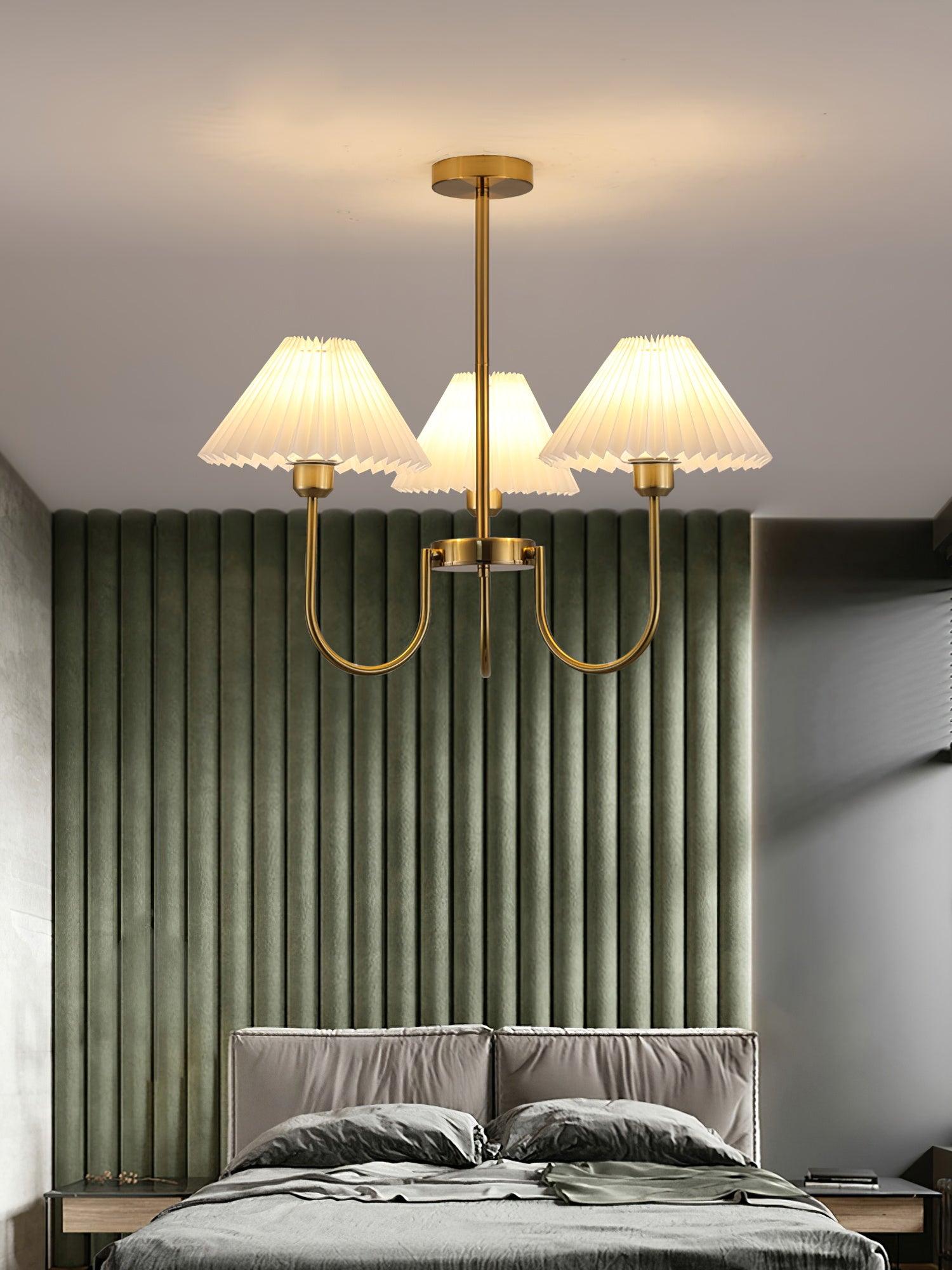 Lustra Chandelier Lenore Brass Pleated Shade - Letslighting