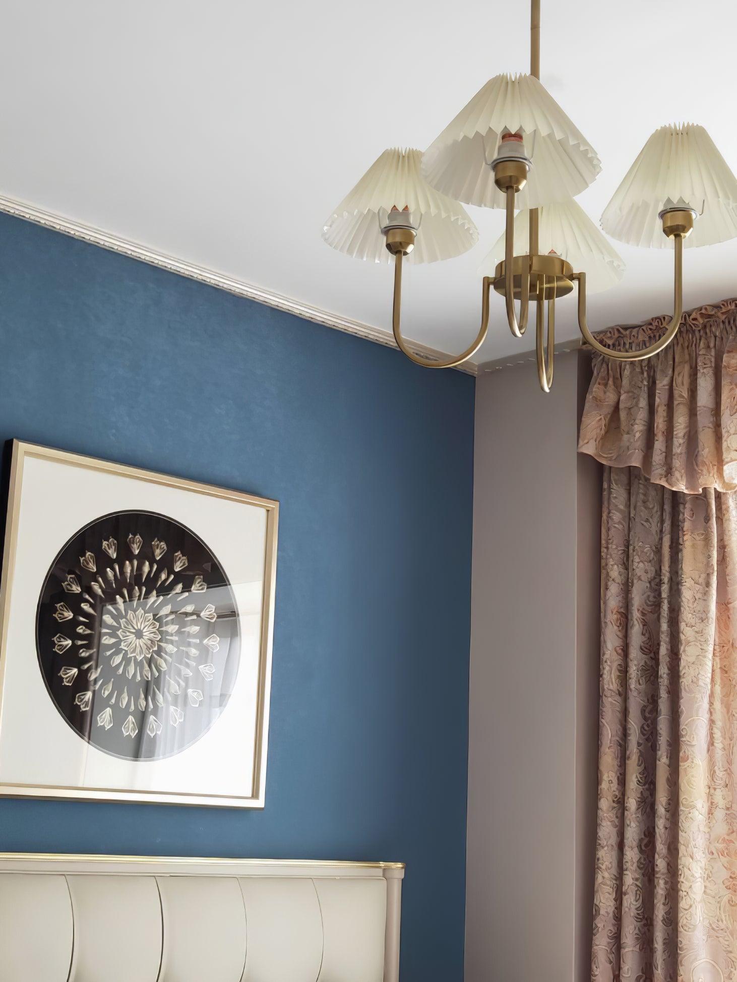 Lustra Chandelier Lenore Brass Pleated Shade - Letslighting