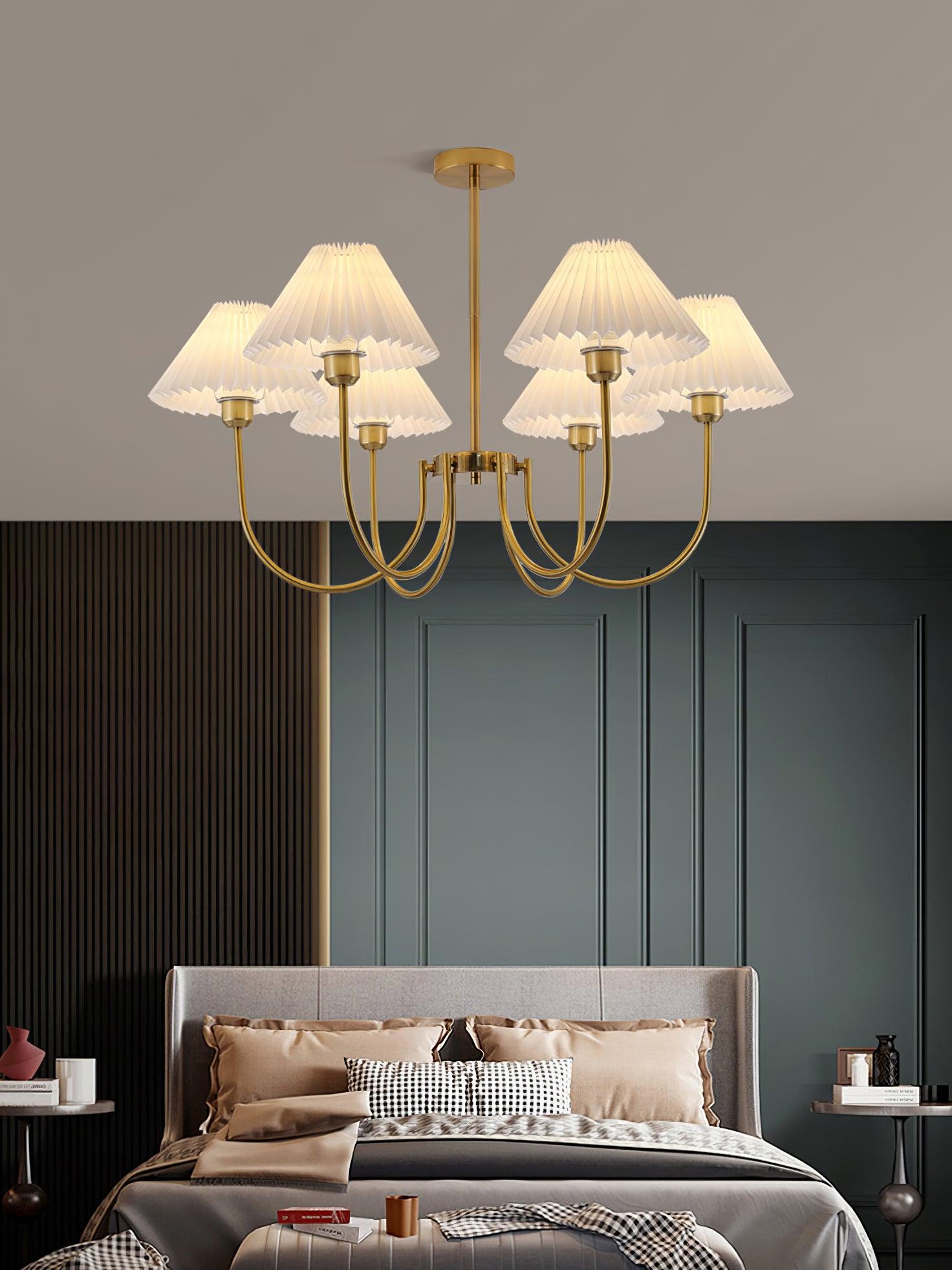 Lustra Chandelier Lenore Brass Pleated Shade - Letslighting