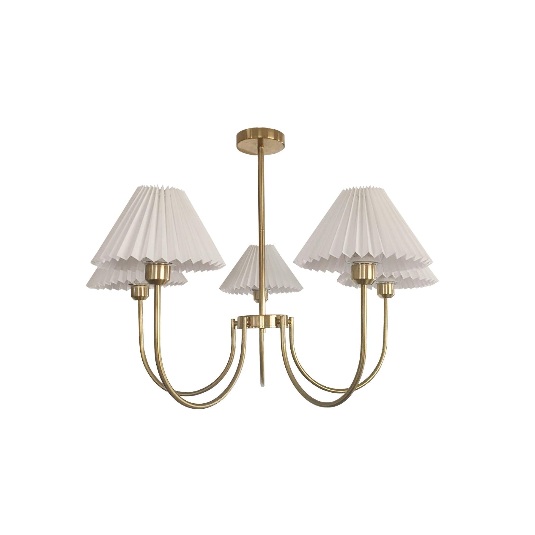 Lustra Chandelier Lenore Brass Pleated Shade - Letslighting