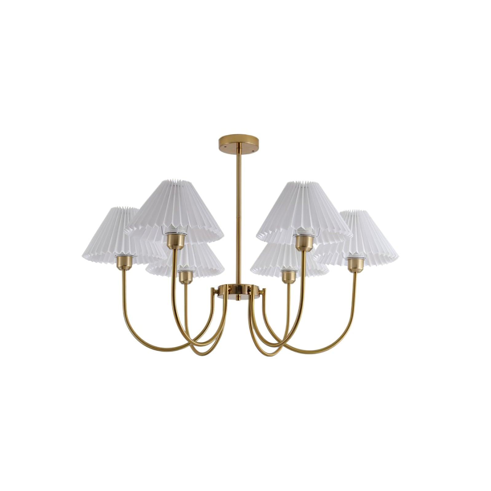 Lustra Chandelier Lenore Brass Pleated Shade - Letslighting