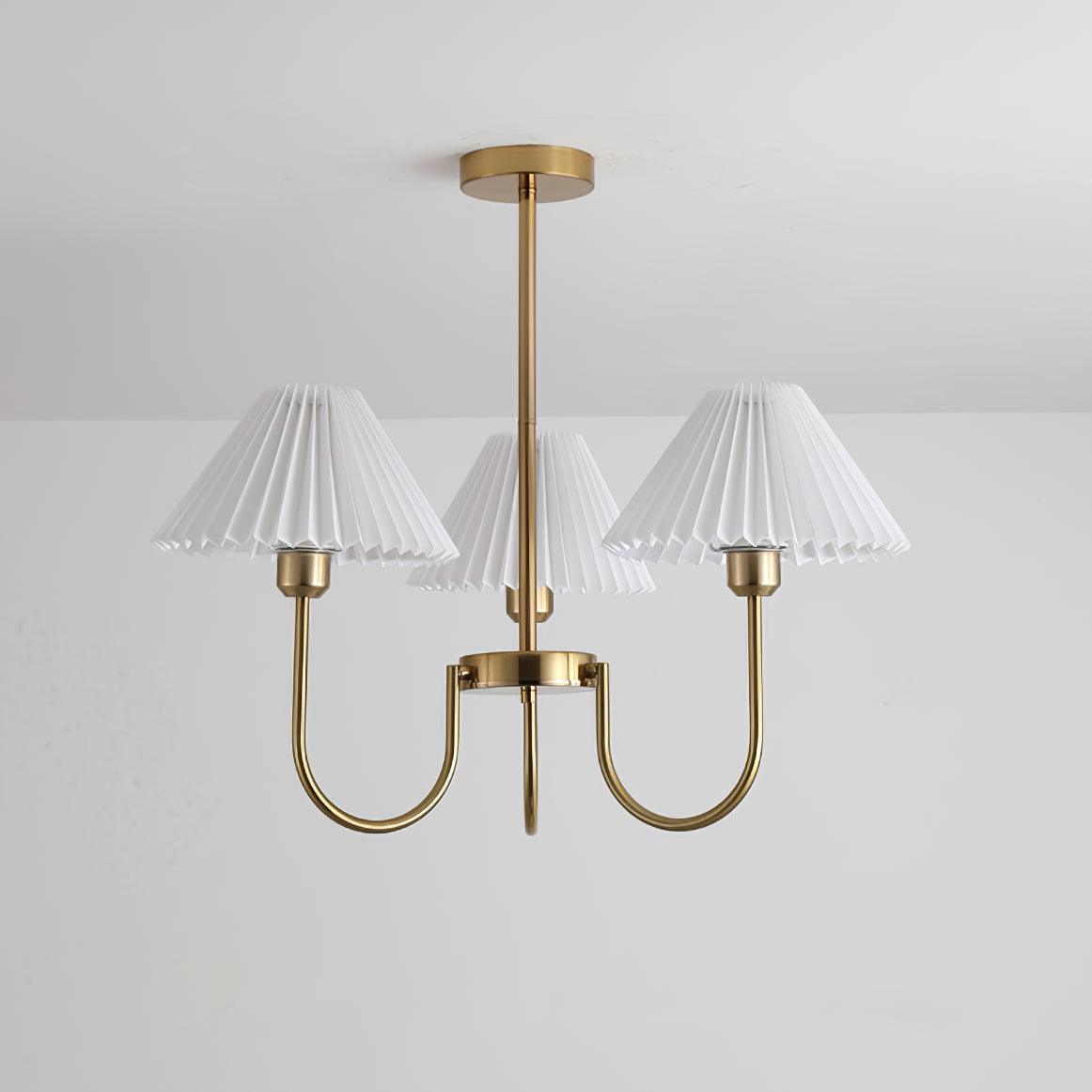 Lustra Chandelier Lenore Brass Pleated Shade - Letslighting