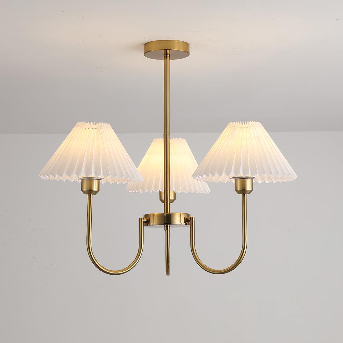 Lustra Chandelier Lenore Brass Pleated Shade - Letslighting