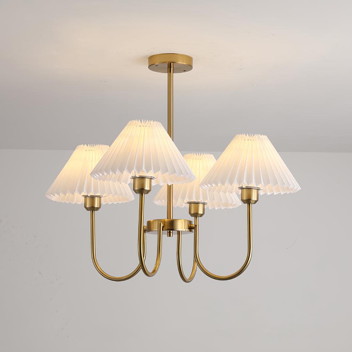 Lustra Chandelier Lenore Brass Pleated Shade - Letslighting