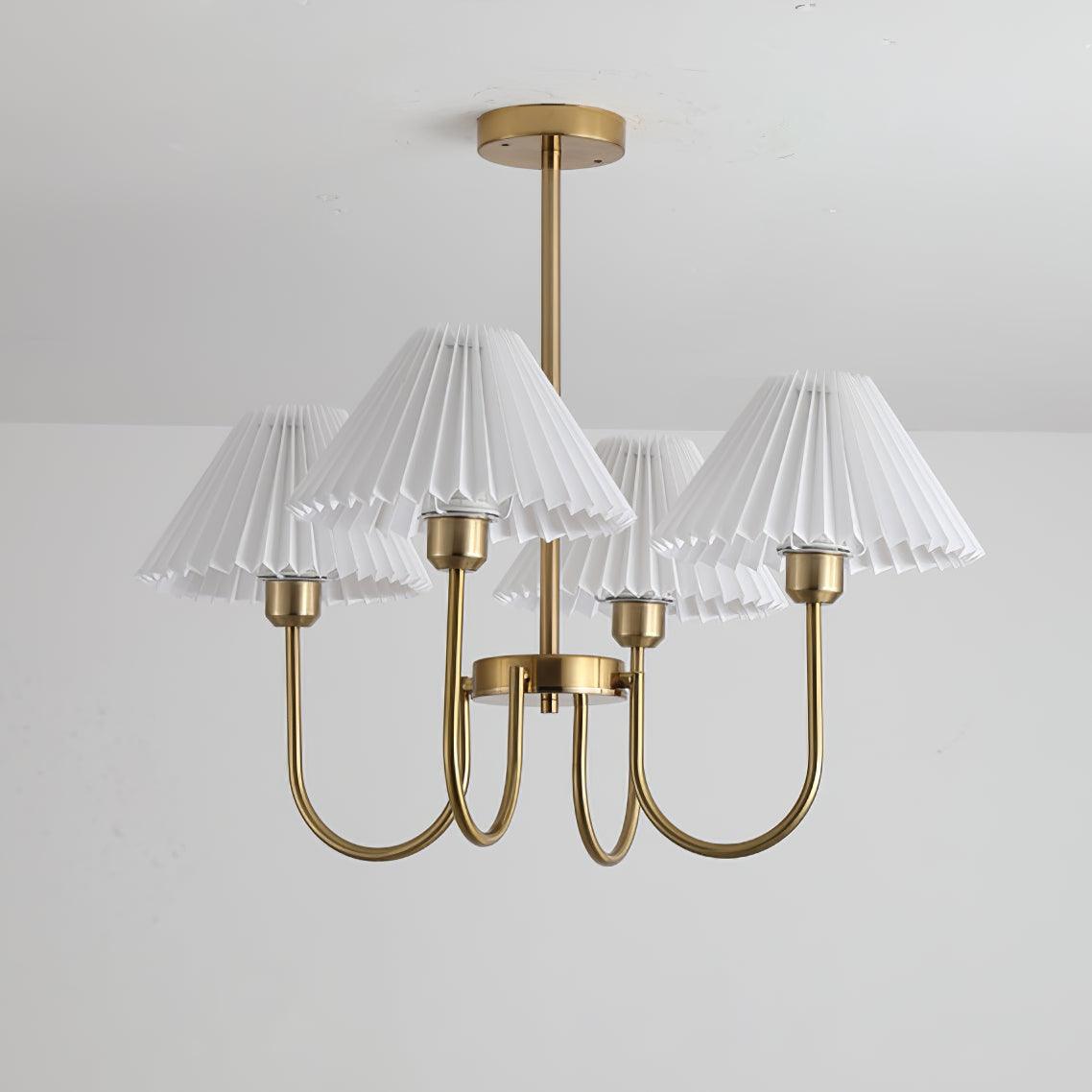 Lustra Chandelier Lenore Brass Pleated Shade - Letslighting