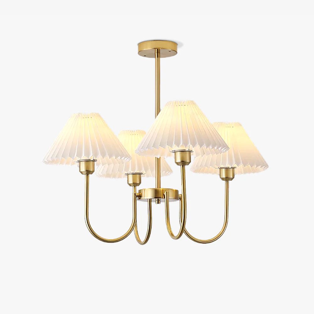 Lustra Chandelier Lenore Brass Pleated Shade - Letslighting