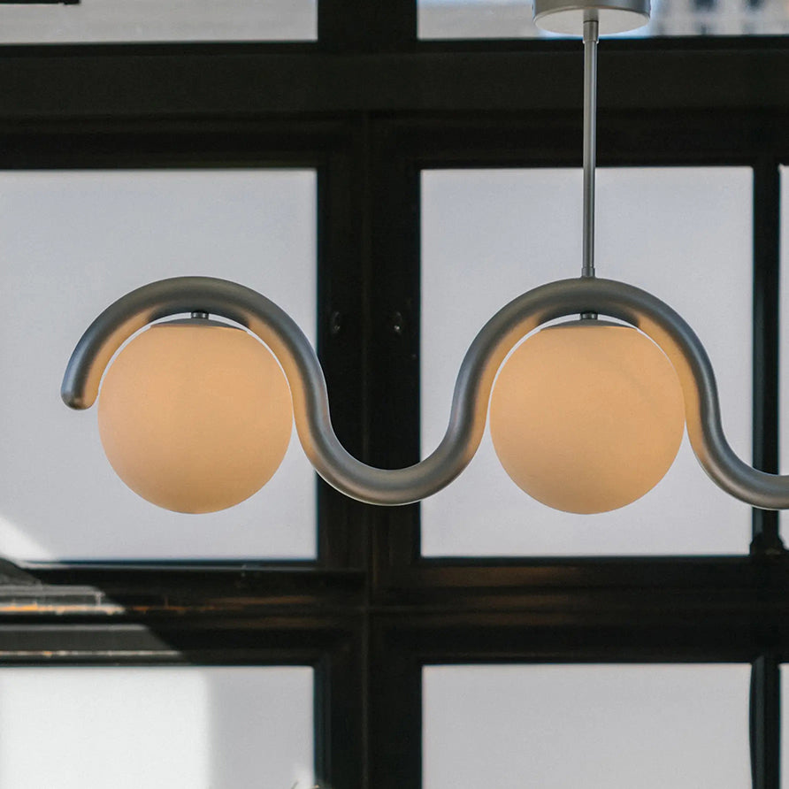 Aria Linear Chandelier Red&Silver