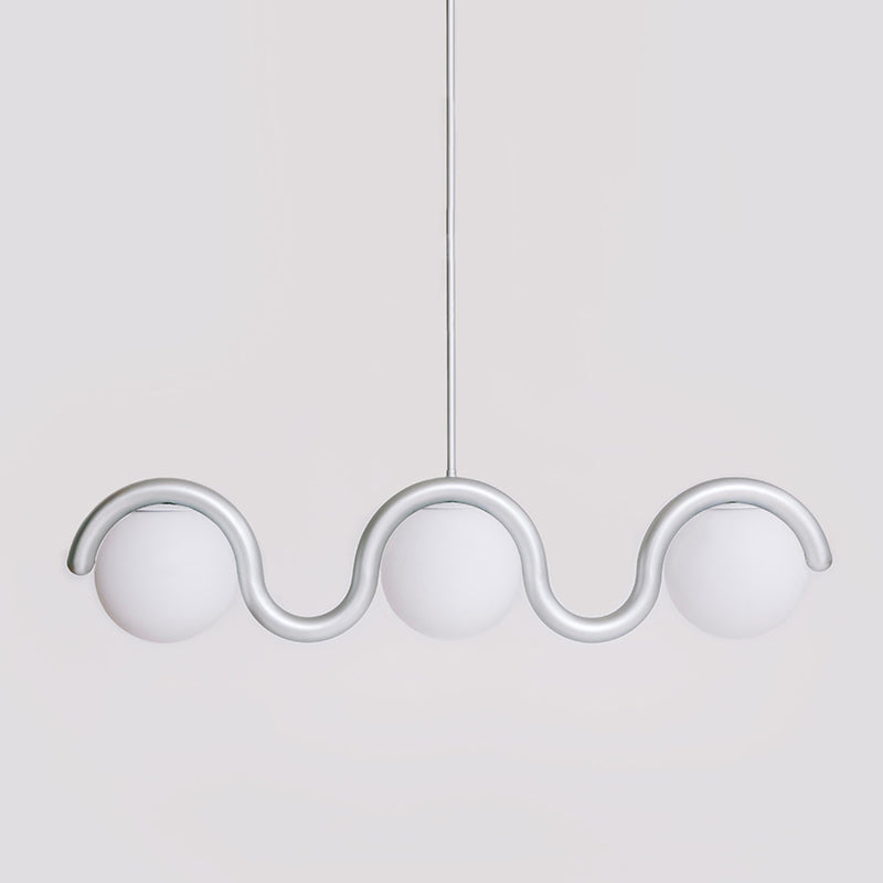 Aria Linear Chandelier Red&Silver