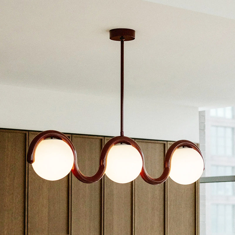 Aria Linear Chandelier Red&Silver