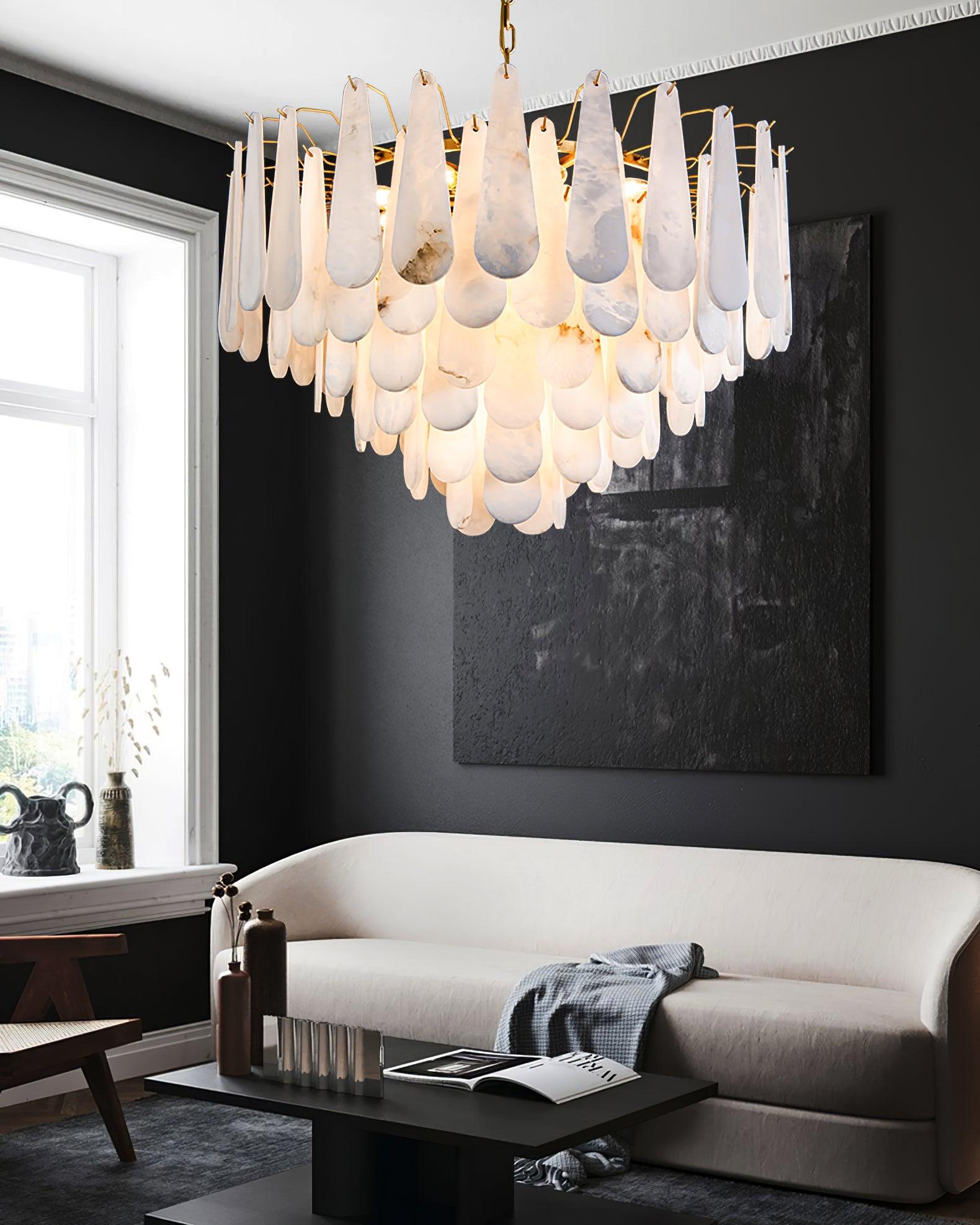 Ucararae Teardrop Alabaster Chandelier - Letslighting
