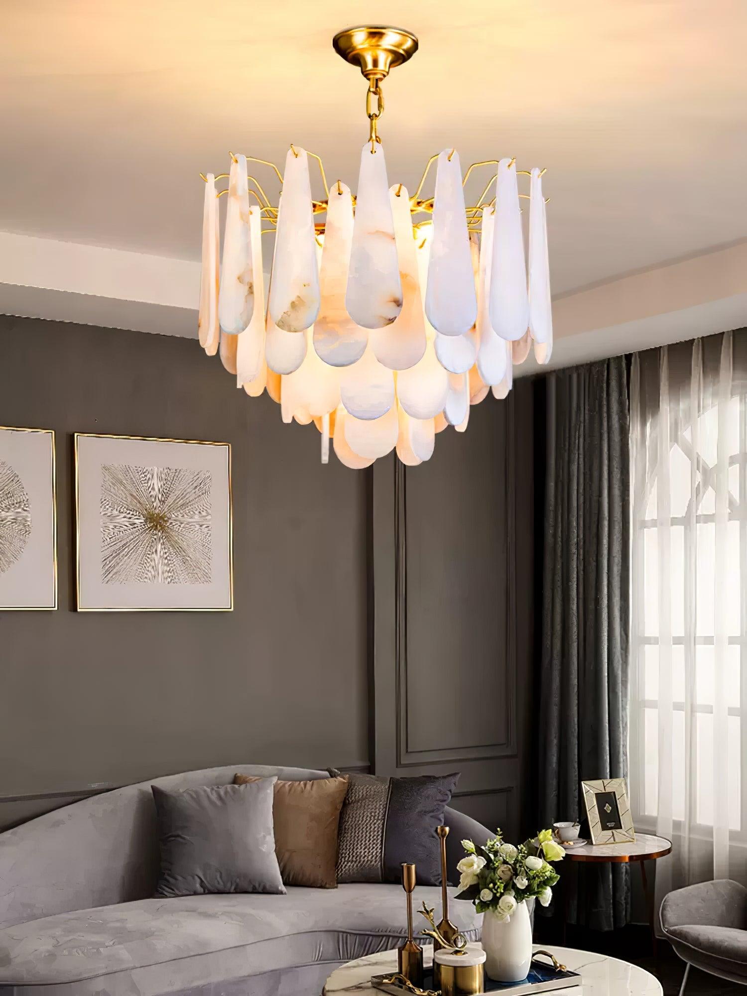 Ucararae Teardrop Alabaster Chandelier - Letslighting