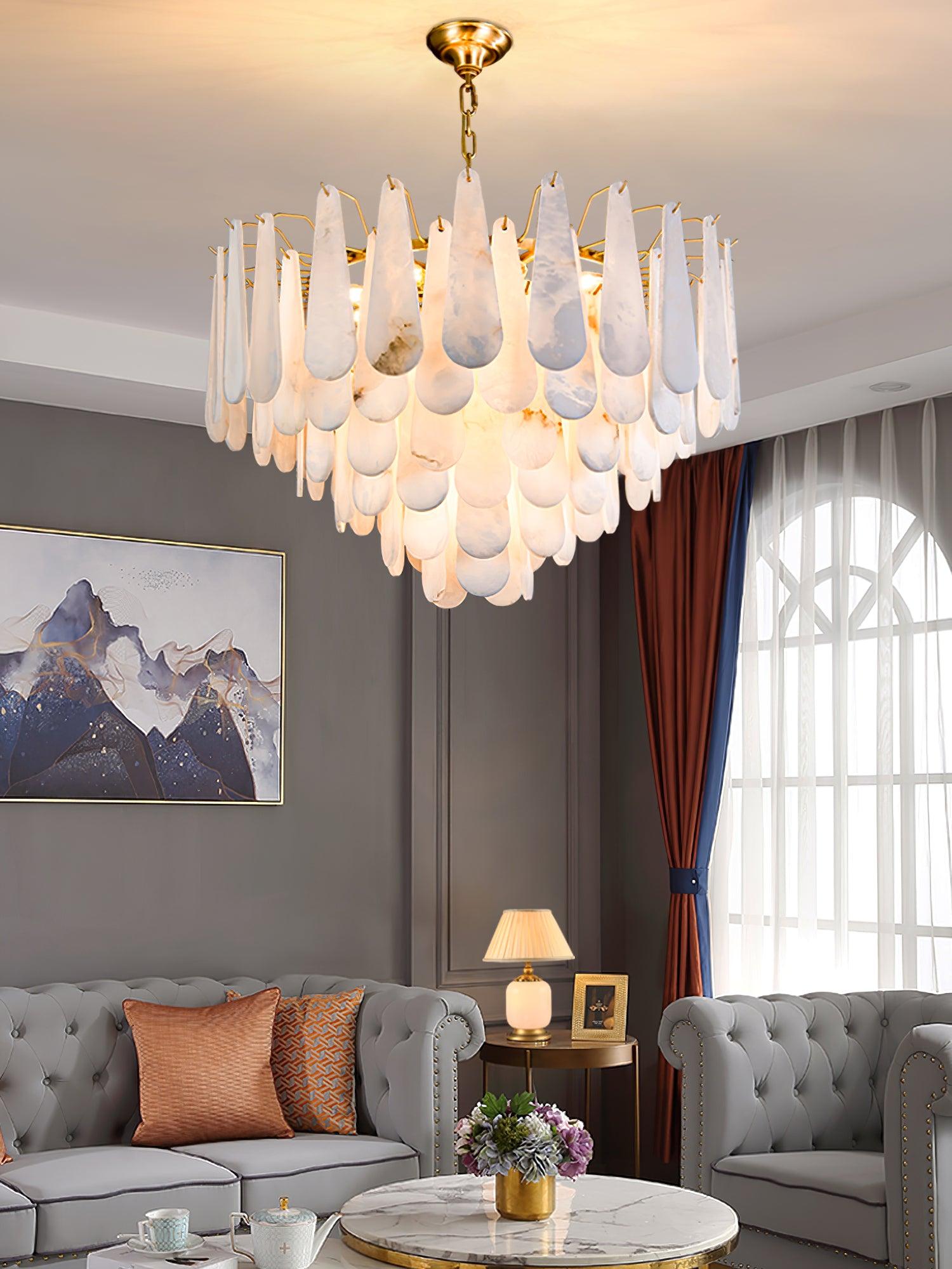 Ucararae Teardrop Alabaster Chandelier - Letslighting