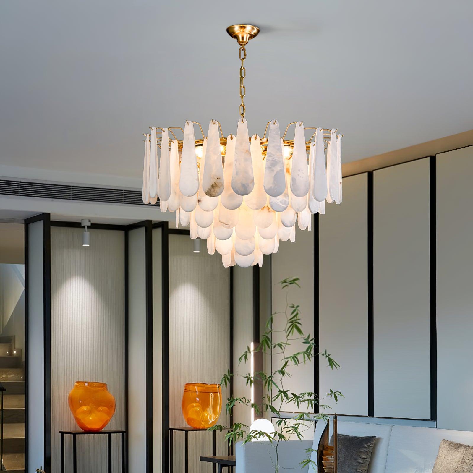 Ucararae Teardrop Alabaster Chandelier - Letslighting