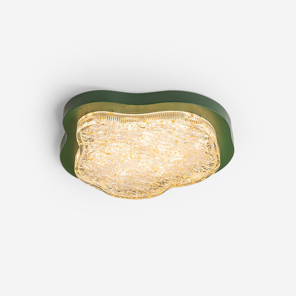 Ceiling Light Irregular Shape Resin Gold Leaf Modern Artistic Green - Letslighting