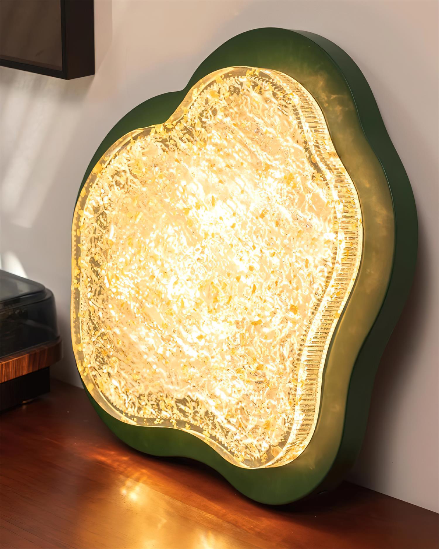Ceiling Light Irregular Shape Resin Gold Leaf Modern Artistic Green - Letslighting
