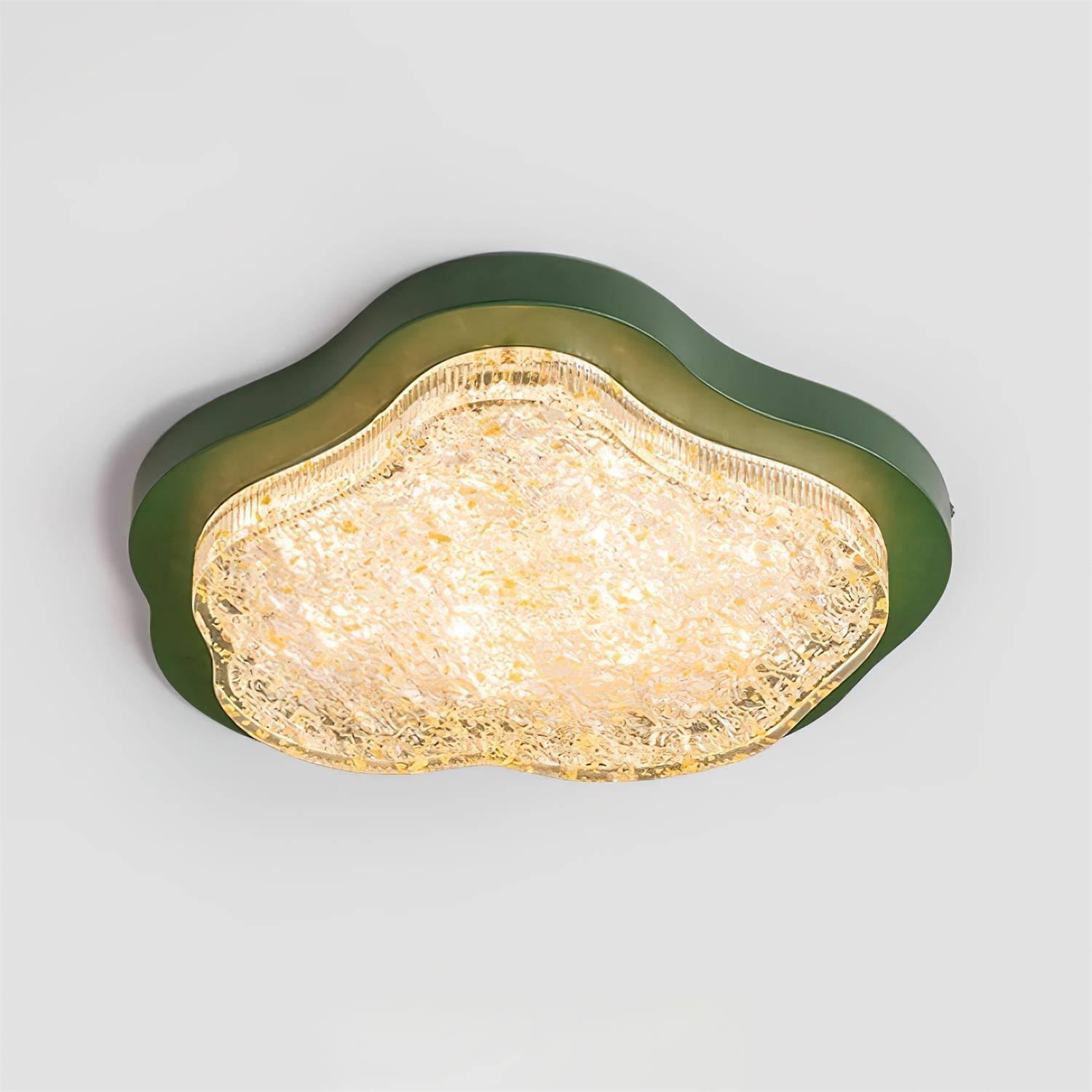 Ceiling Light Irregular Shape Resin Gold Leaf Modern Artistic Green - Letslighting