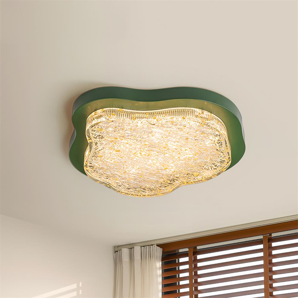 Ceiling Light Irregular Shape Resin Gold Leaf Modern Artistic Green - Letslighting