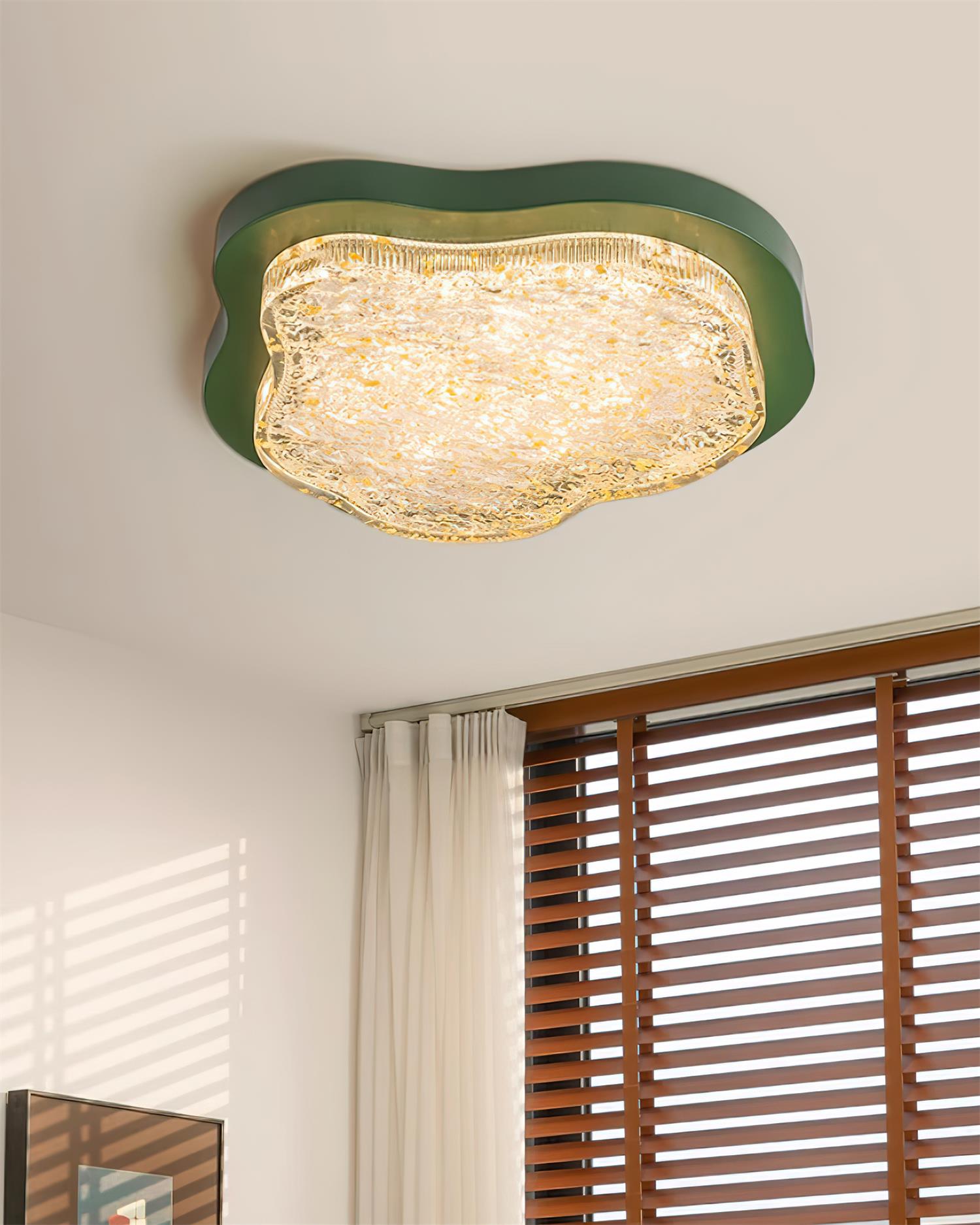 Ceiling Light Irregular Shape Resin Gold Leaf Modern Artistic Green - Letslighting