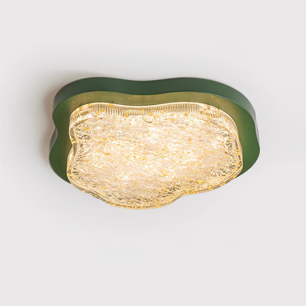 Ceiling Light Irregular Shape Resin Gold Leaf Modern Artistic Green - Letslighting