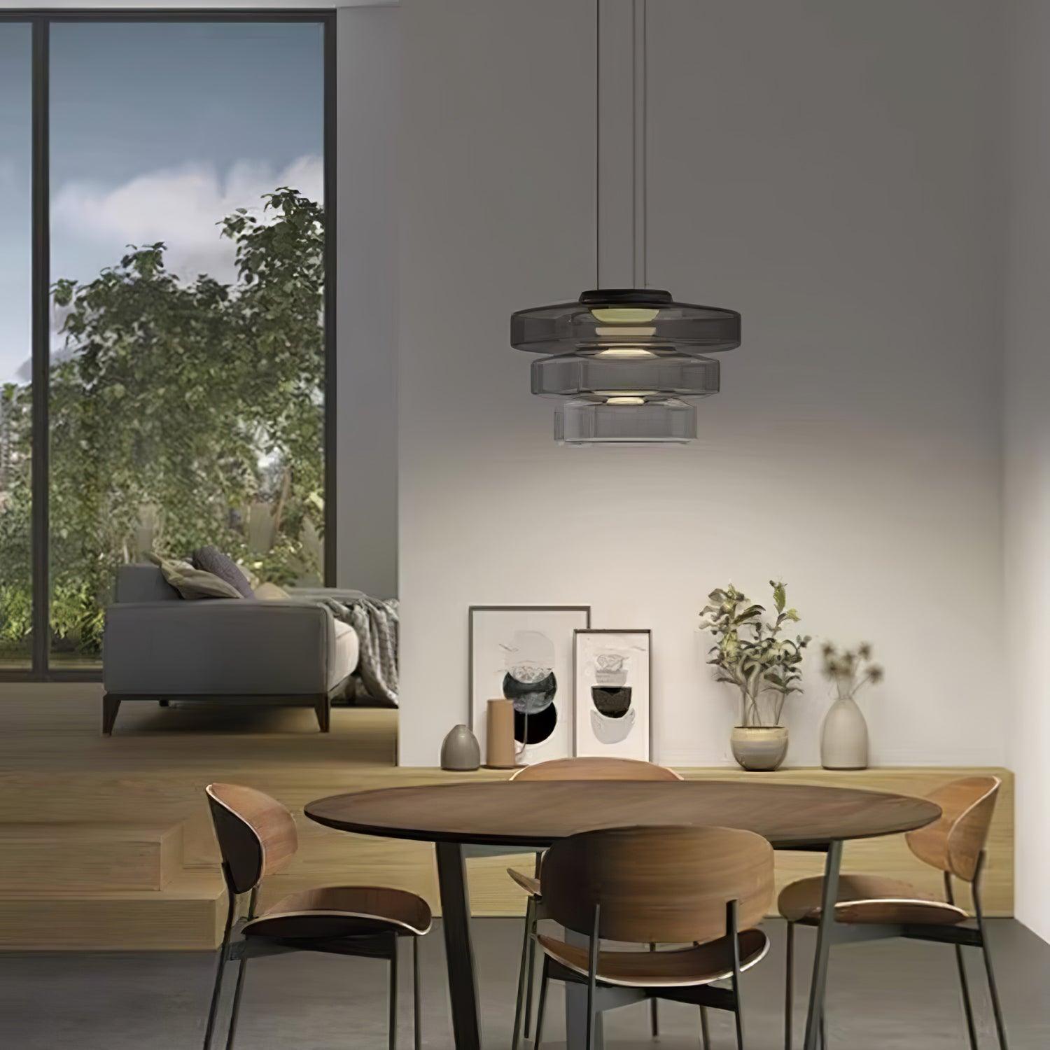 Lustra Pendant Lamp Glass Circles Multi-Level - Letslighting