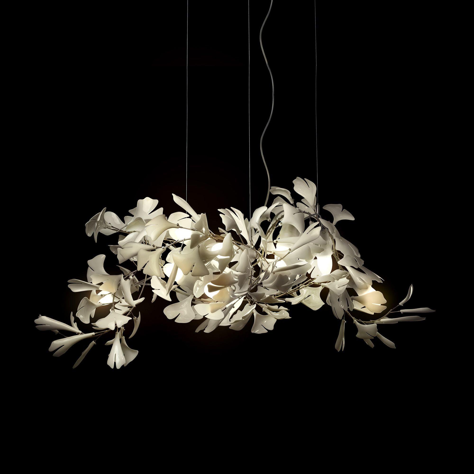 Olivia Ceramic Gingko Leaf Chandelier Organic Curves - Letslighting