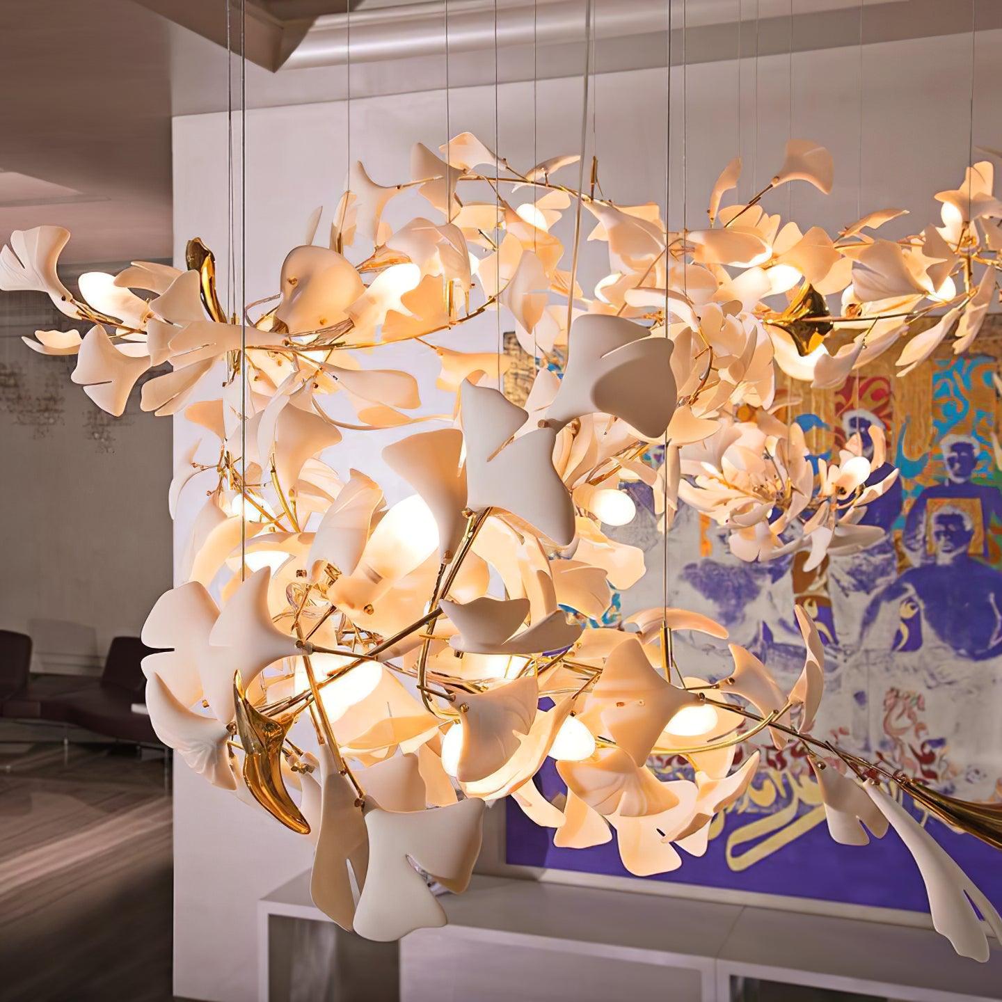 Olivia Ceramic Gingko Leaf Chandelier Organic Curves - Letslighting