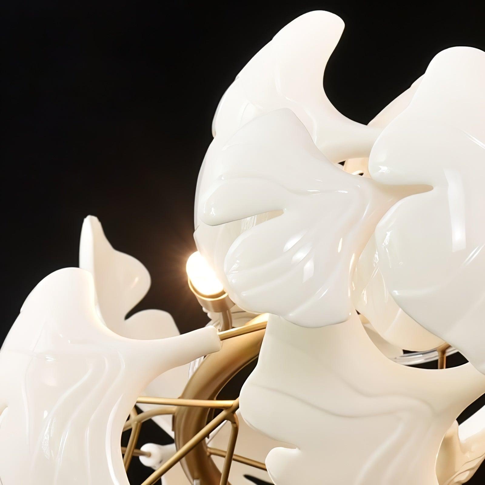 Olivia Ceramic Gingko Leaf Chandelier Organic Curves - Letslighting