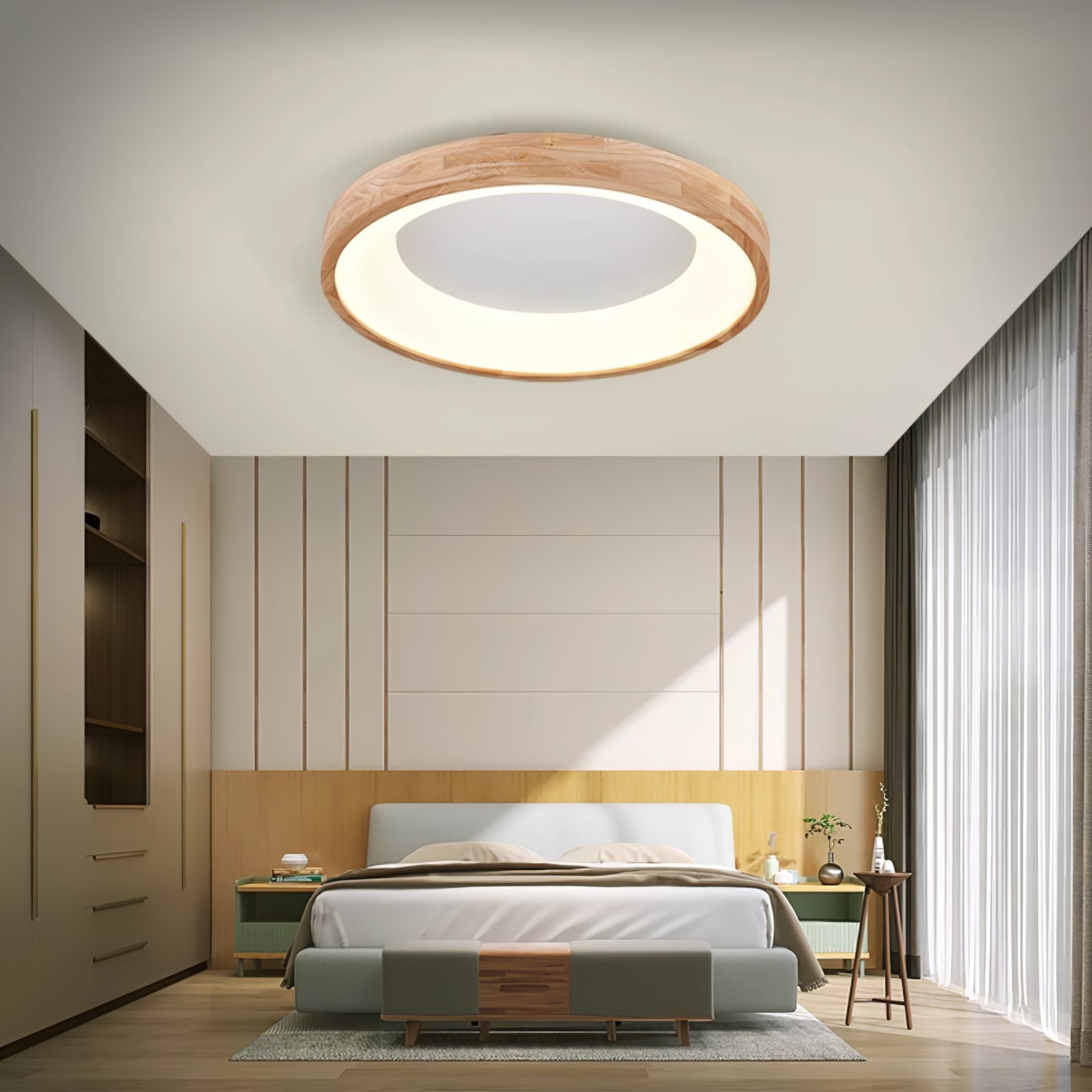 Uphae Modern Minimalist Square Wood Ceiling Light - Letslighting