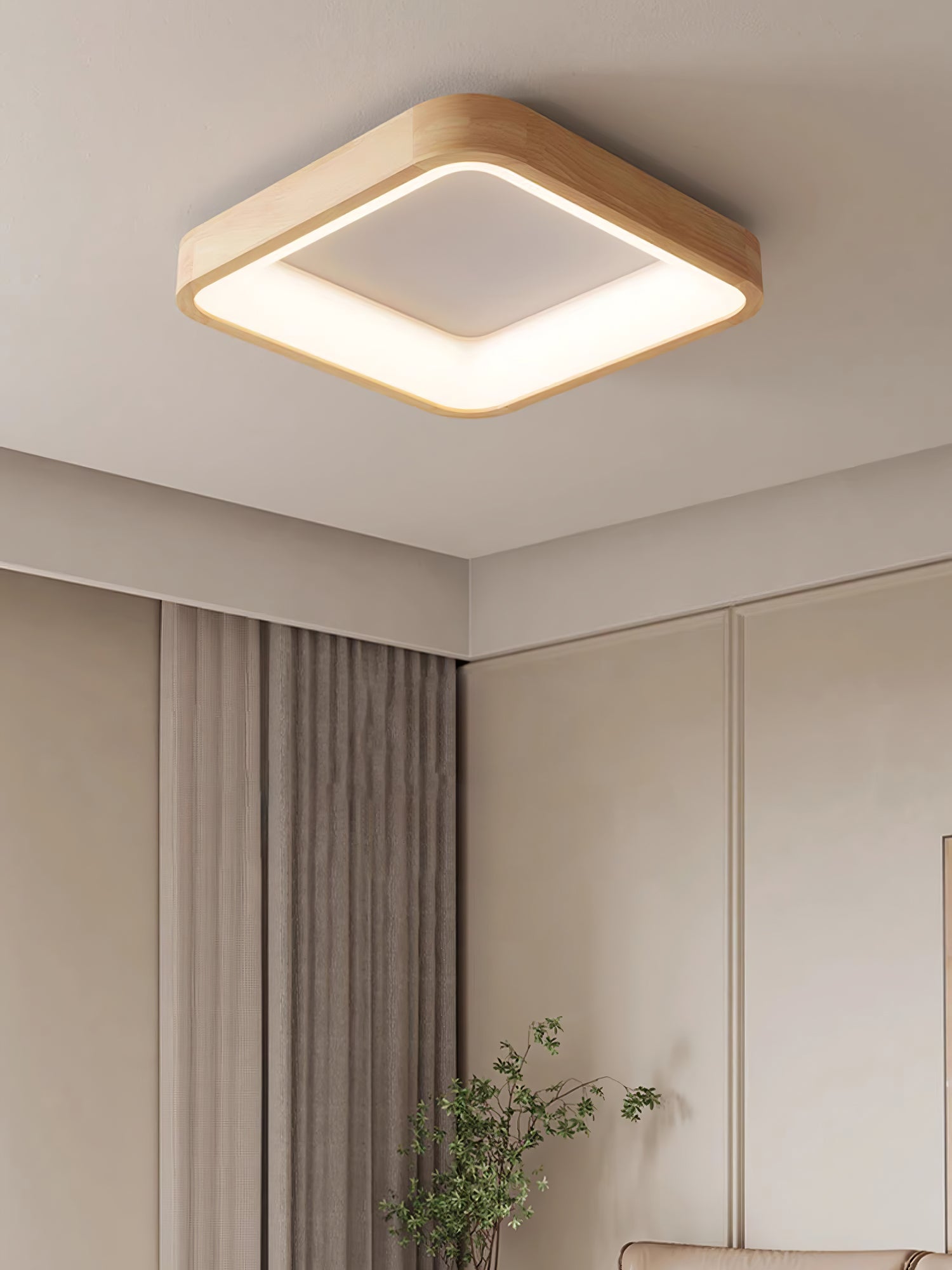 Uphae Modern Minimalist Square Wood Ceiling Light - Letslighting