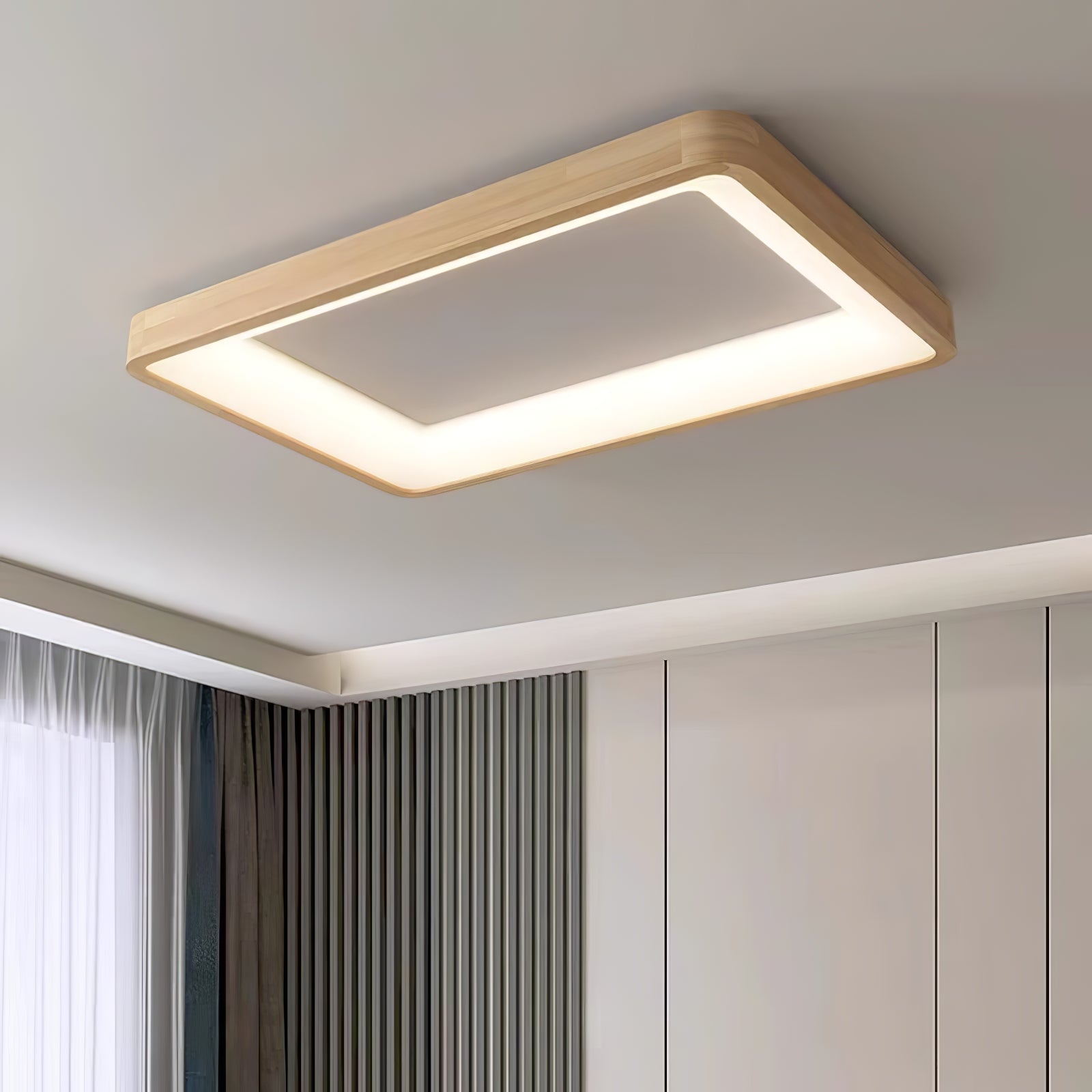 Uphae Modern Minimalist Square Wood Ceiling Light - Letslighting