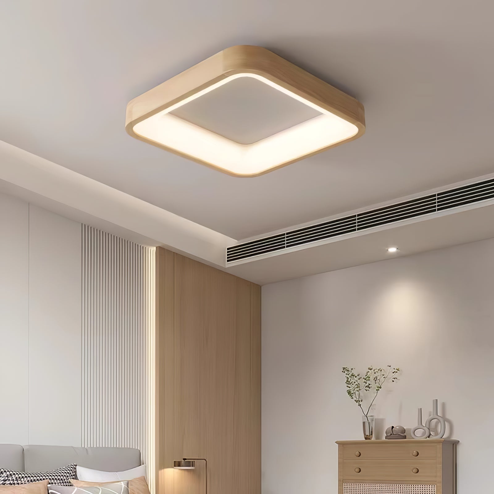 Uphae Modern Minimalist Square Wood Ceiling Light - Letslighting