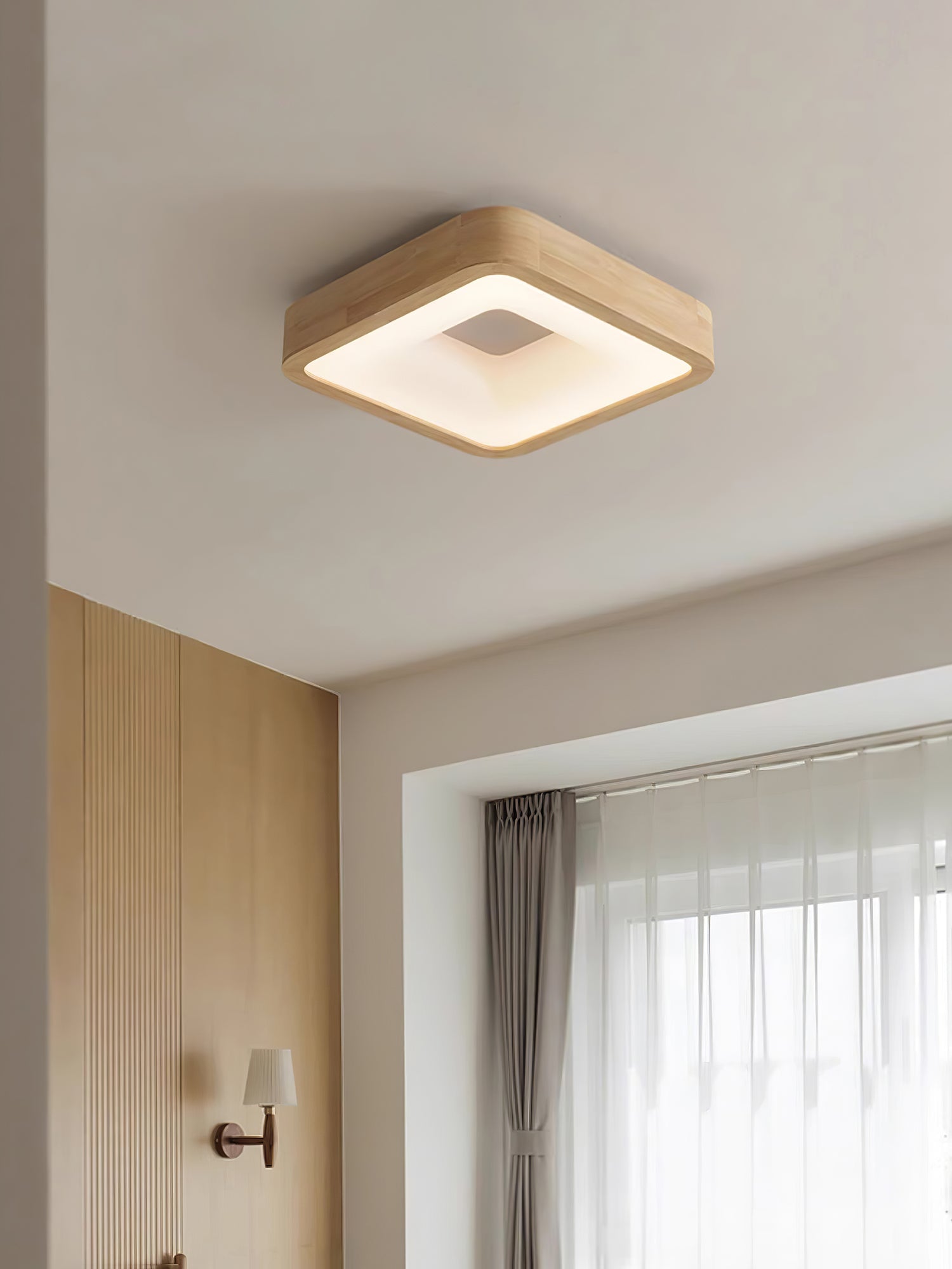 Uphae Modern Minimalist Square Wood Ceiling Light - Letslighting