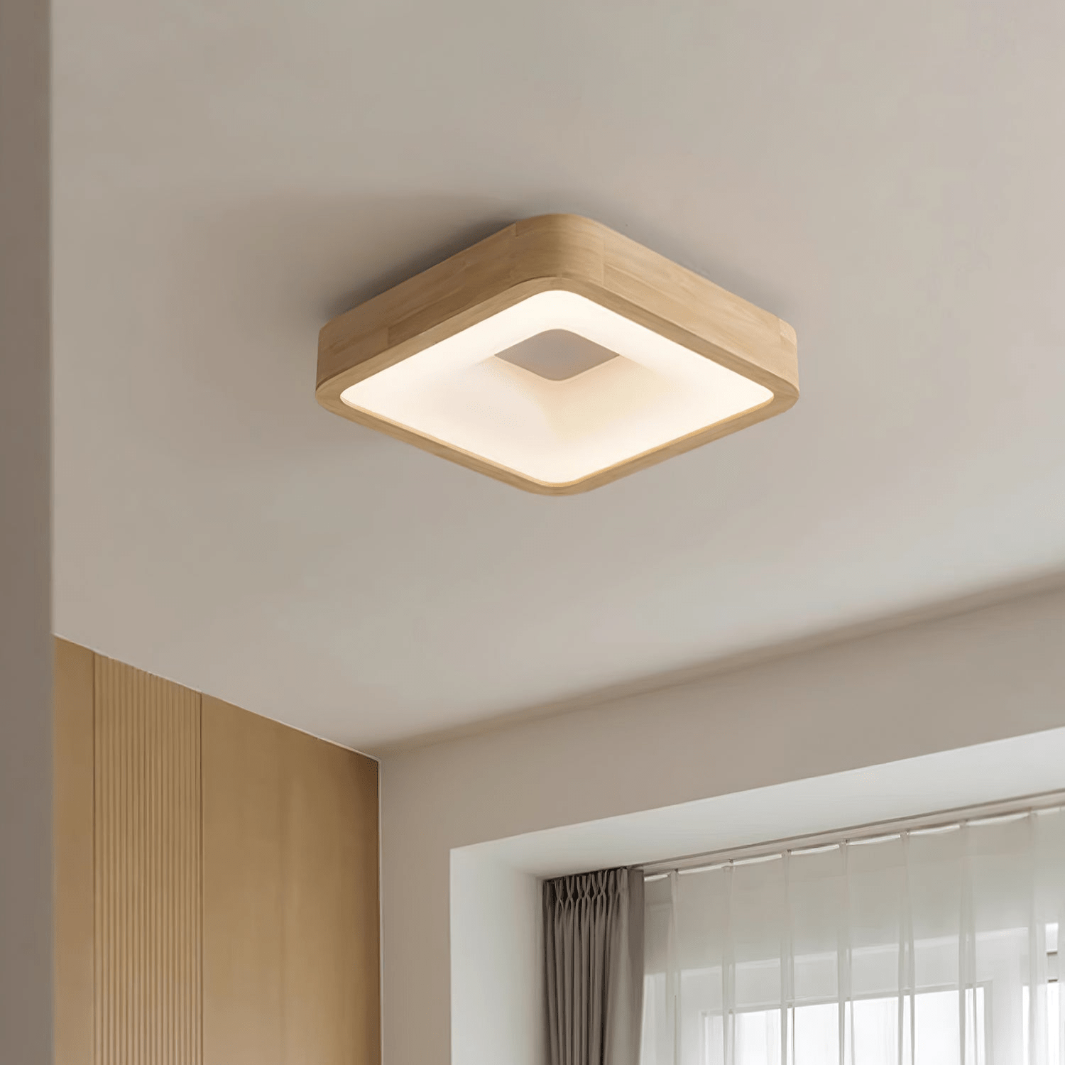 Uphae Modern Minimalist Square Wood Ceiling Light - Letslighting
